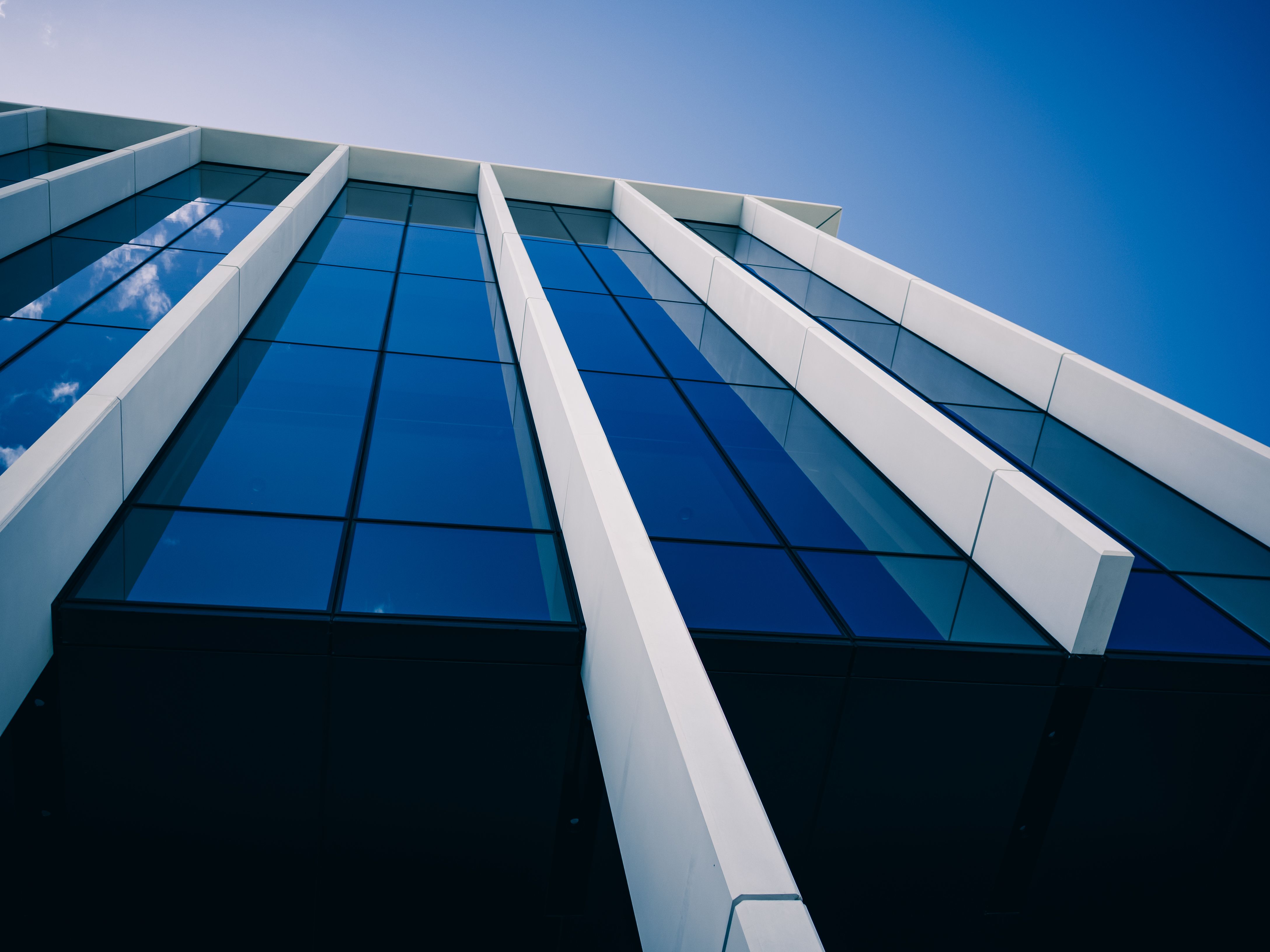 Modern blue glass office facade